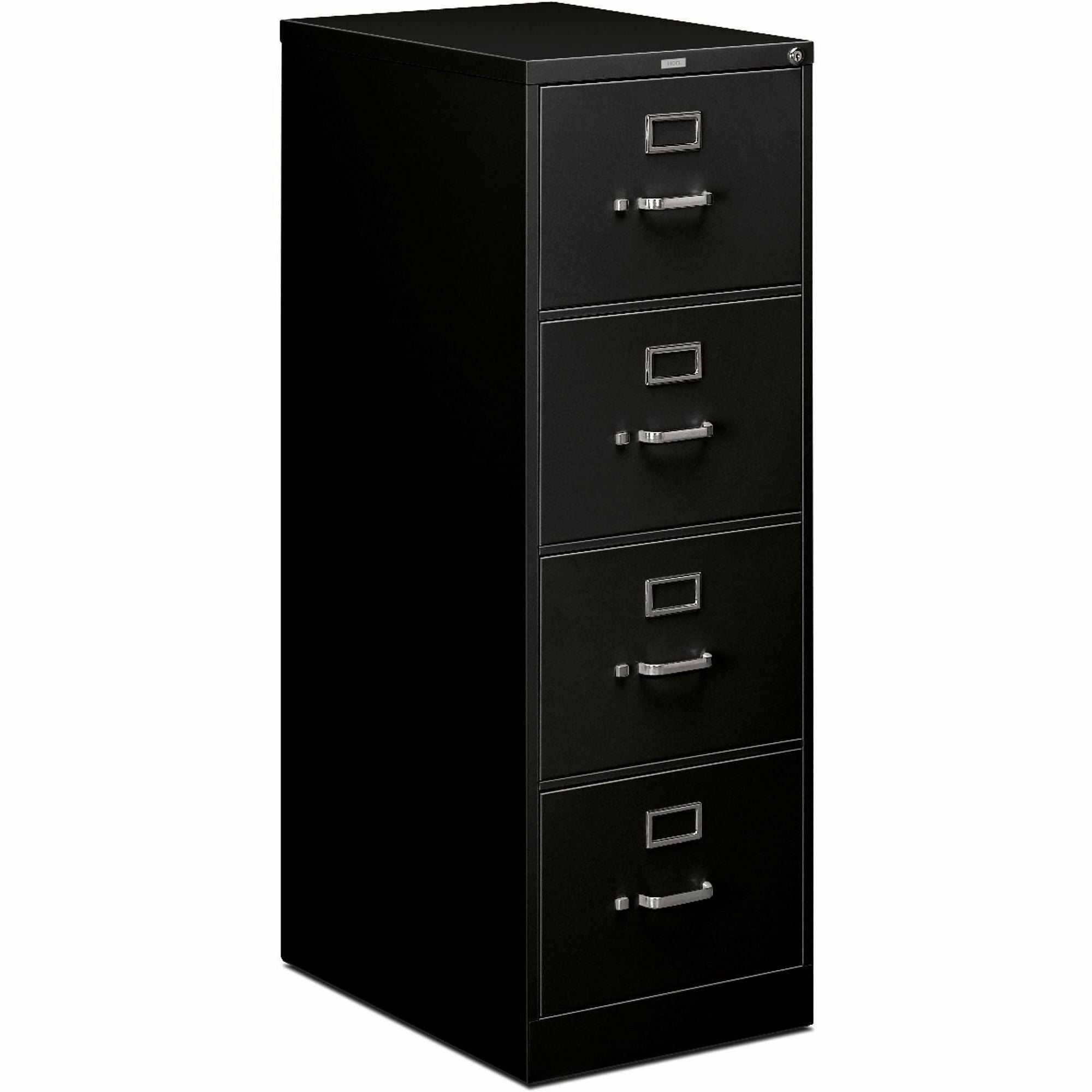 510 Series Vertical File, 4 Legal-Size File Drawers, Black, 18.25" x 25" x 52