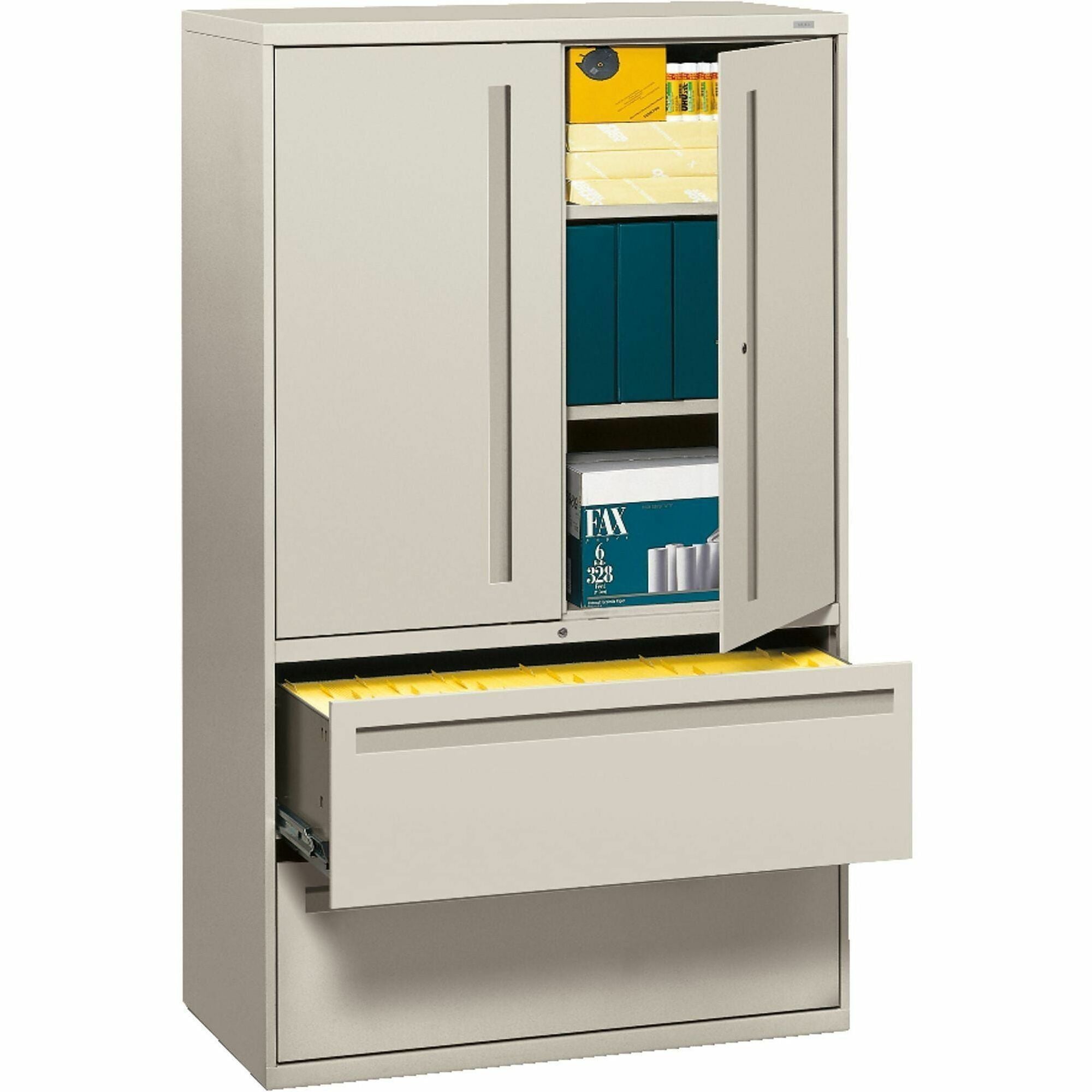 Brigade 700 Series Lateral File, Three-Shelf Enclosed Storage, 2 Legal/Letter-Size File Drawers, Gray, 42" x 18" x 64.25