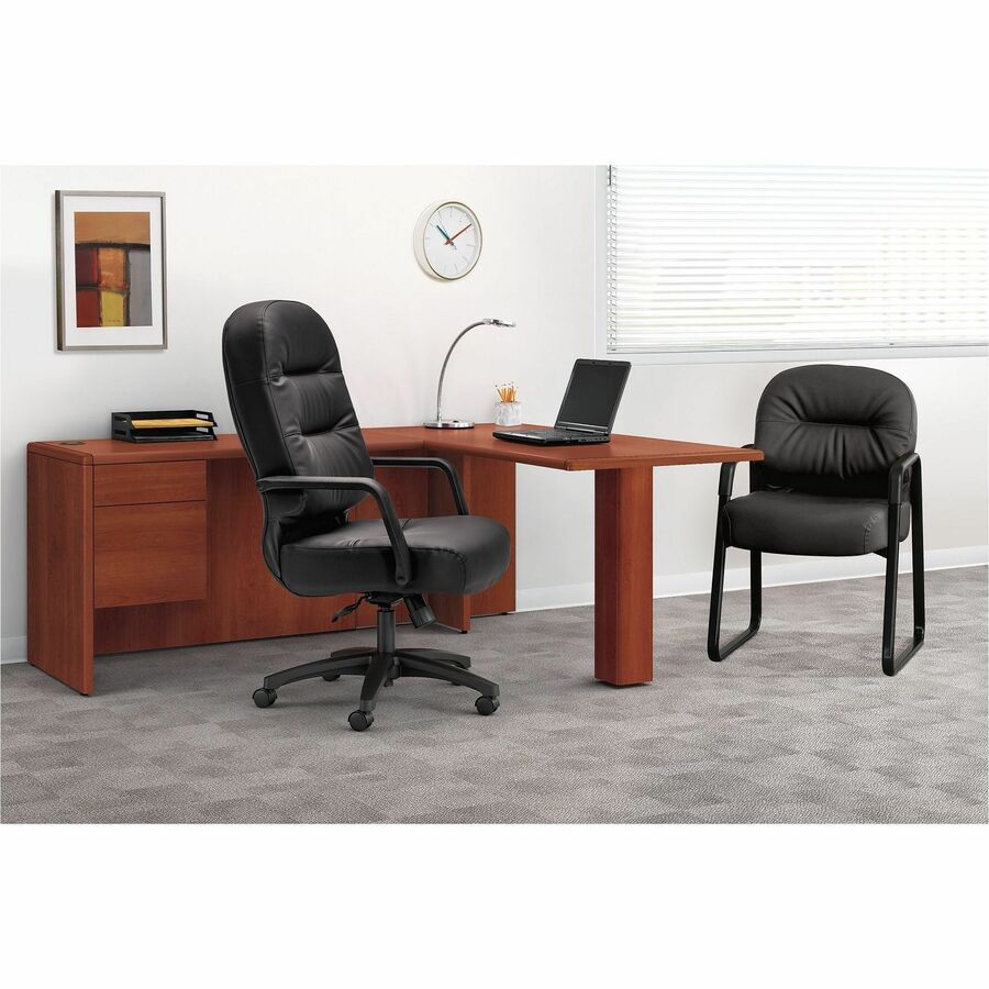 Pillow-Soft 2090 Series Executive High-Back Swivel/Tilt Chair, Supports Up to 300 lb, 16.75" to 21.25" Seat Height, Black