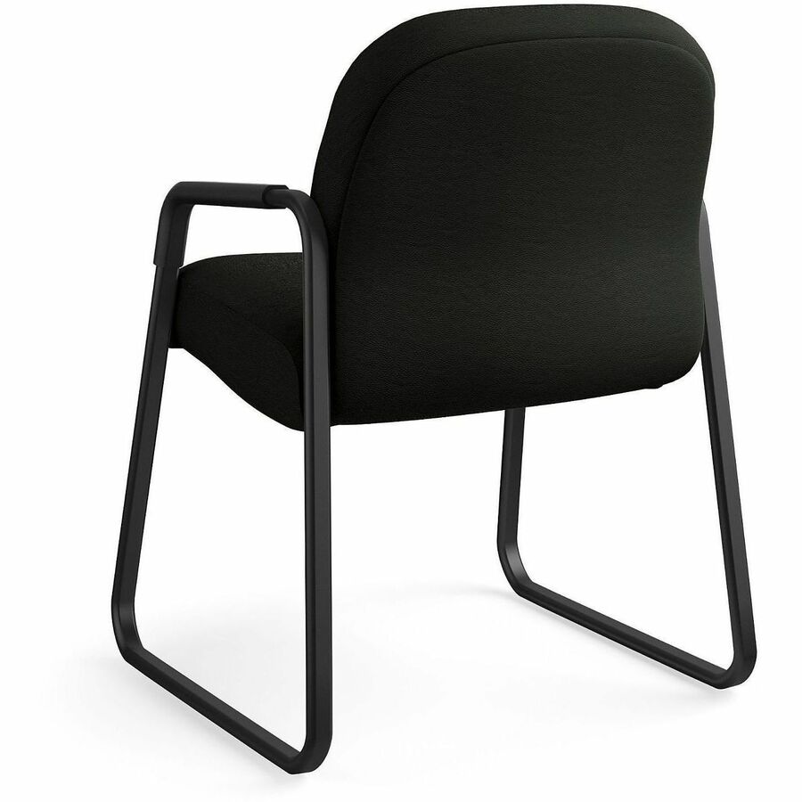 Pillow-Soft 2090 Series Guest Arm Chair, Leather Upholstery, 31.25" x 35.75" x 36", Black Seat, Black Back, Black Base