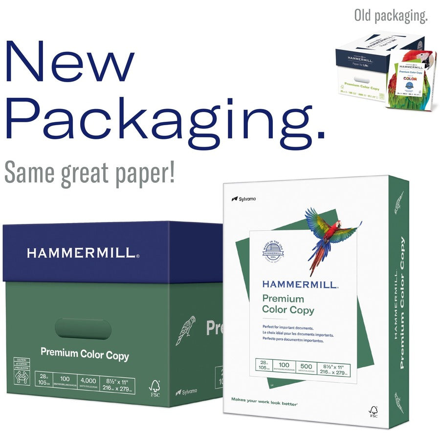 Premium Color Copy Print Paper, 100 Bright, 28 lb Bond Weight, 8.5 x 11, Photo White, 500 Sheets/Ream, 5 Reams/Carton