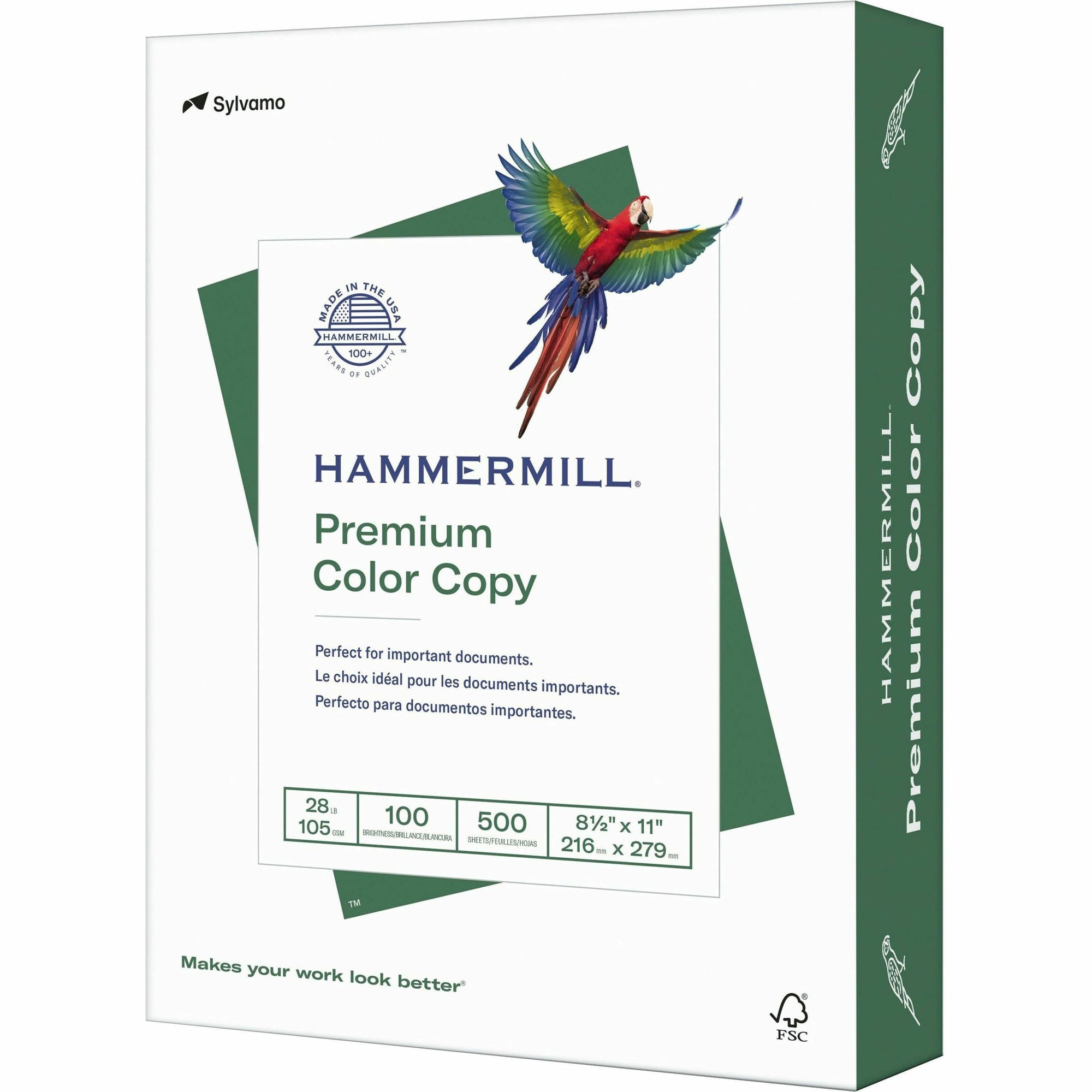 Premium Color Copy Print Paper, 100 Bright, 28 lb Bond Weight, 8.5 x 11, Photo White, 500/Ream
