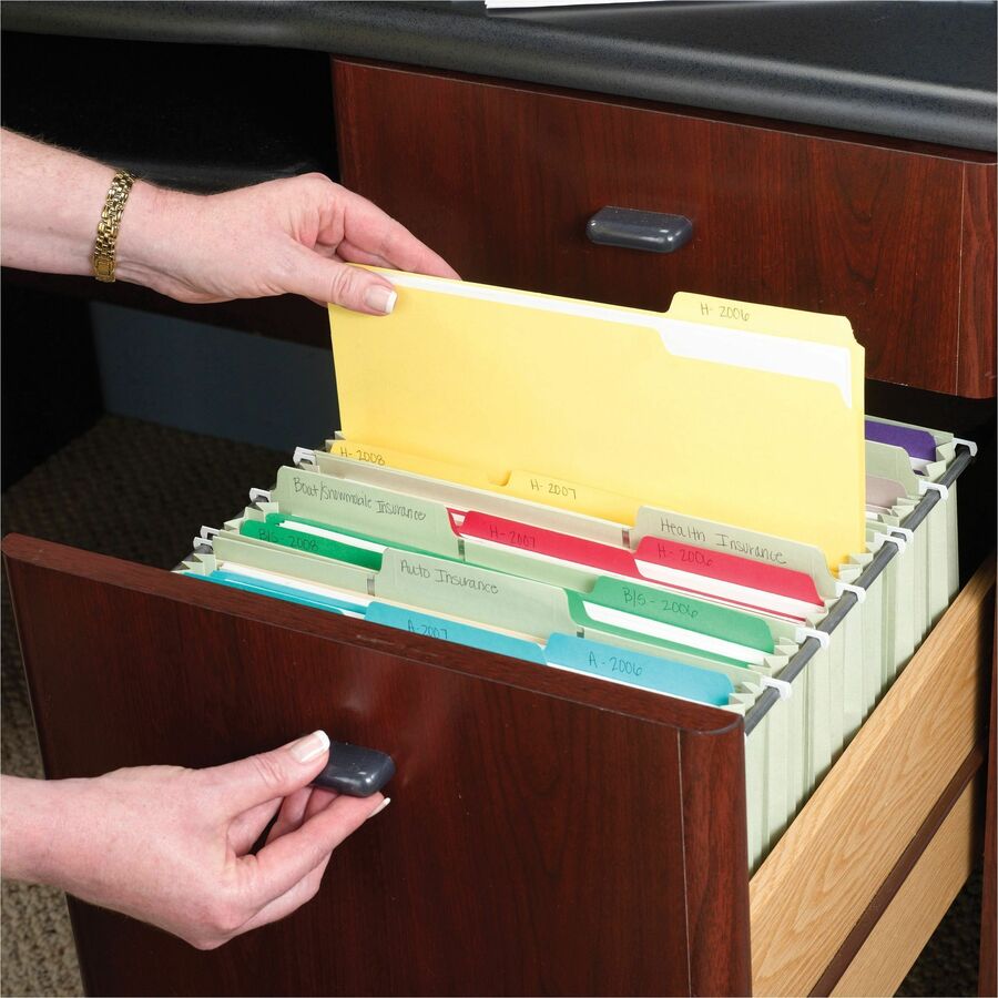 Interior File Folders, 1/3-Cut Tabs: Assorted, Letter Size, 0.75" Expansion, Assorted Colors, 100/Box