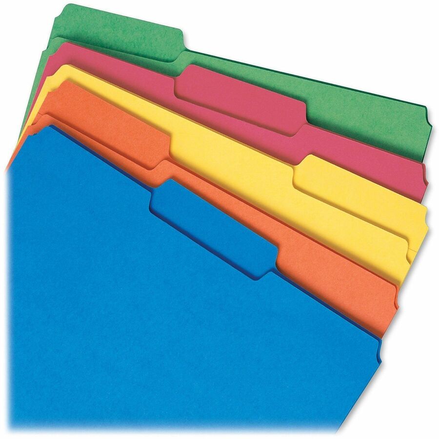 Interior File Folders, 1/3-Cut Tabs: Assorted, Letter Size, 0.75" Expansion, Assorted Colors, 100/Box