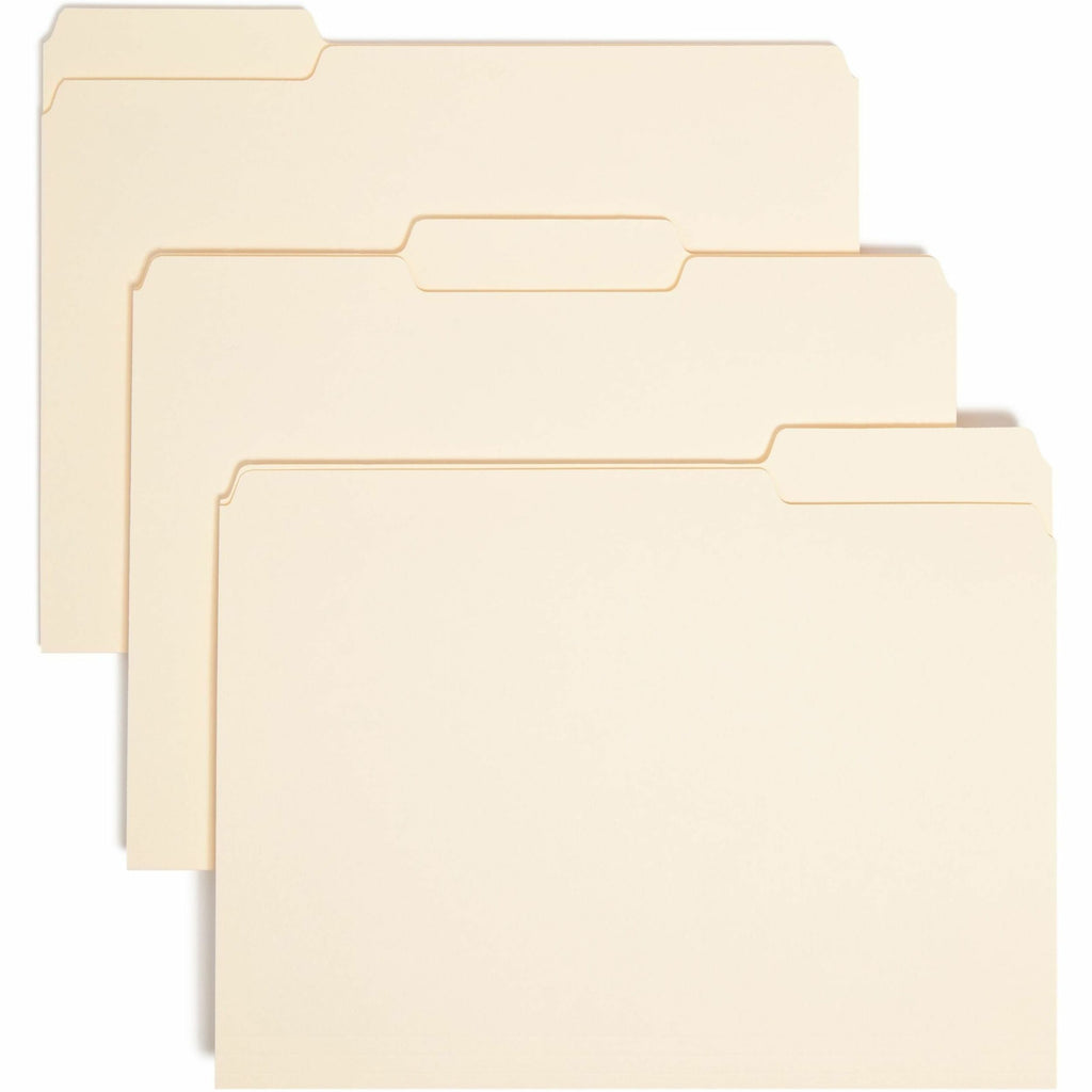 Interior File Folders, 1/3-Cut Tabs: Assorted, Letter Size, 0.75" Expansion, Manila, 100/Box