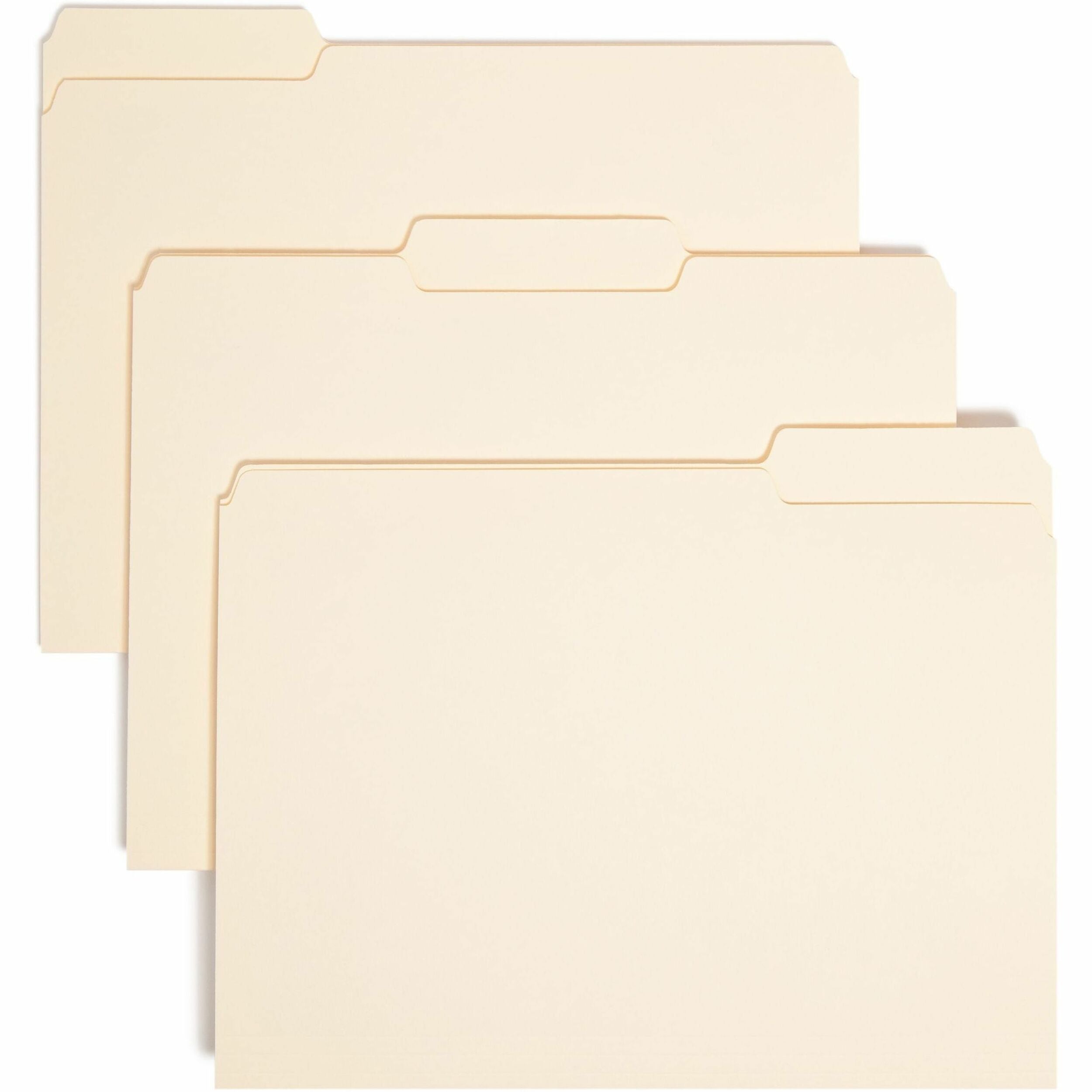 Interior File Folders, 1/3-Cut Tabs: Assorted, Letter Size, 0.75" Expansion, Manila, 100/Box