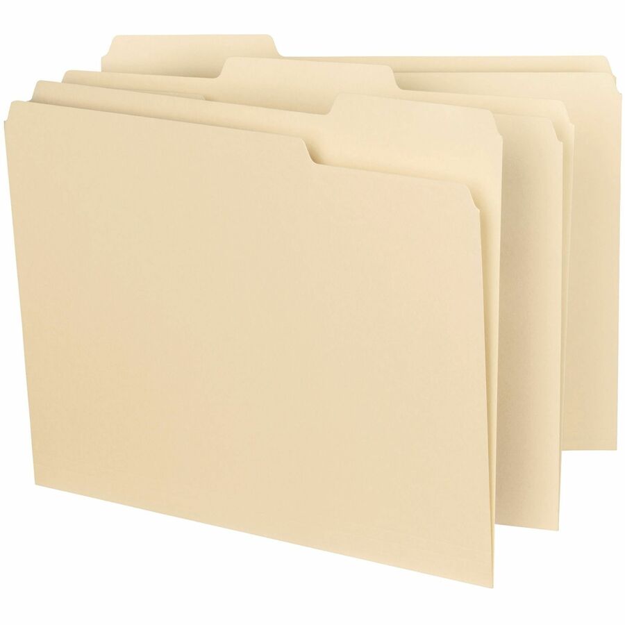 Interior File Folders, 1/3-Cut Tabs: Assorted, Letter Size, 0.75" Expansion, Manila, 100/Box