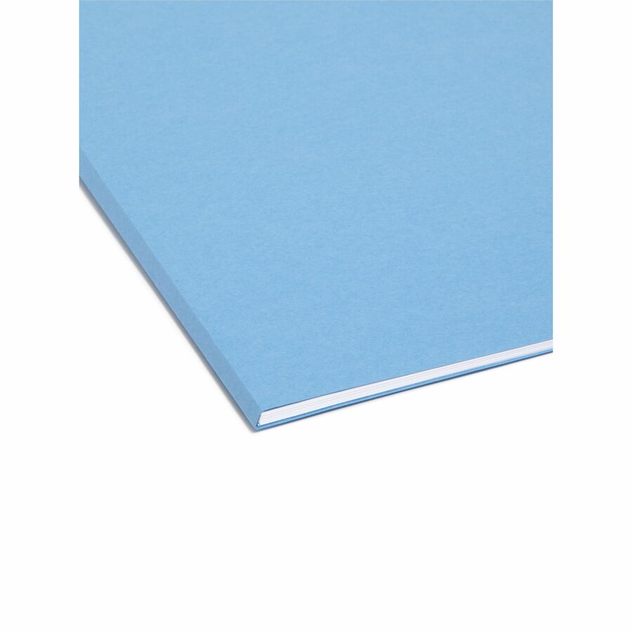 Interior File Folders, 1/3-Cut Tabs: Assorted, Letter Size, 0.75" Expansion, Blue, 100/Box
