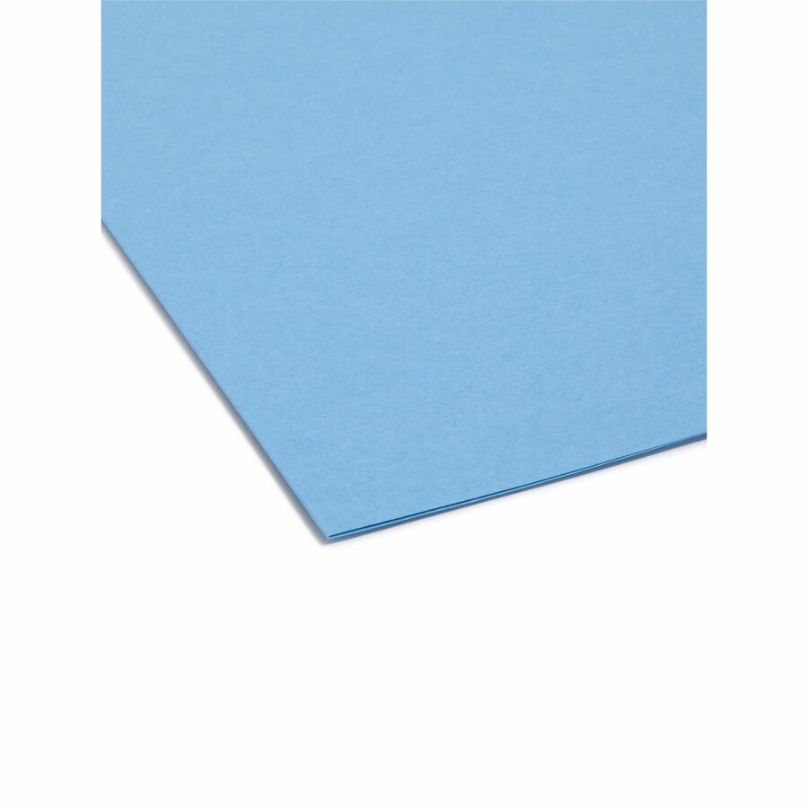 Interior File Folders, 1/3-Cut Tabs: Assorted, Letter Size, 0.75" Expansion, Blue, 100/Box