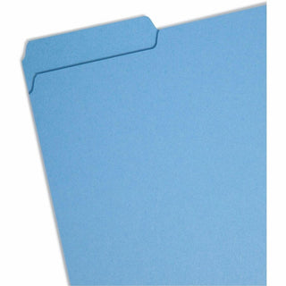 Interior File Folders, 1/3-Cut Tabs: Assorted, Letter Size, 0.75" Expansion, Blue, 100/Box