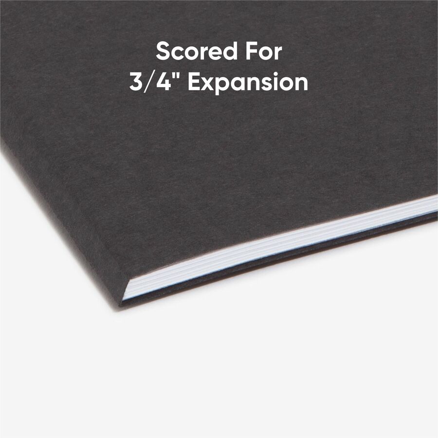 Interior File Folders, 1/3-Cut Tabs: Assorted, Letter Size, 0.75" Expansion, Black/Gray, 100/Box
