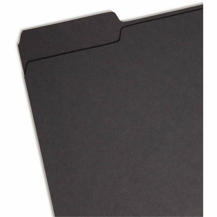 Interior File Folders, 1/3-Cut Tabs: Assorted, Letter Size, 0.75" Expansion, Black/Gray, 100/Box