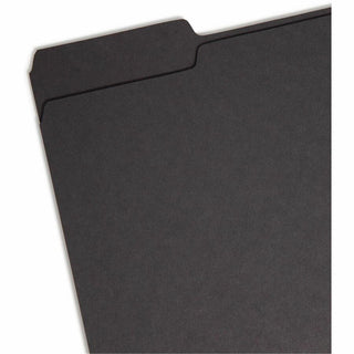 Interior File Folders, 1/3-Cut Tabs: Assorted, Letter Size, 0.75" Expansion, Black/Gray, 100/Box