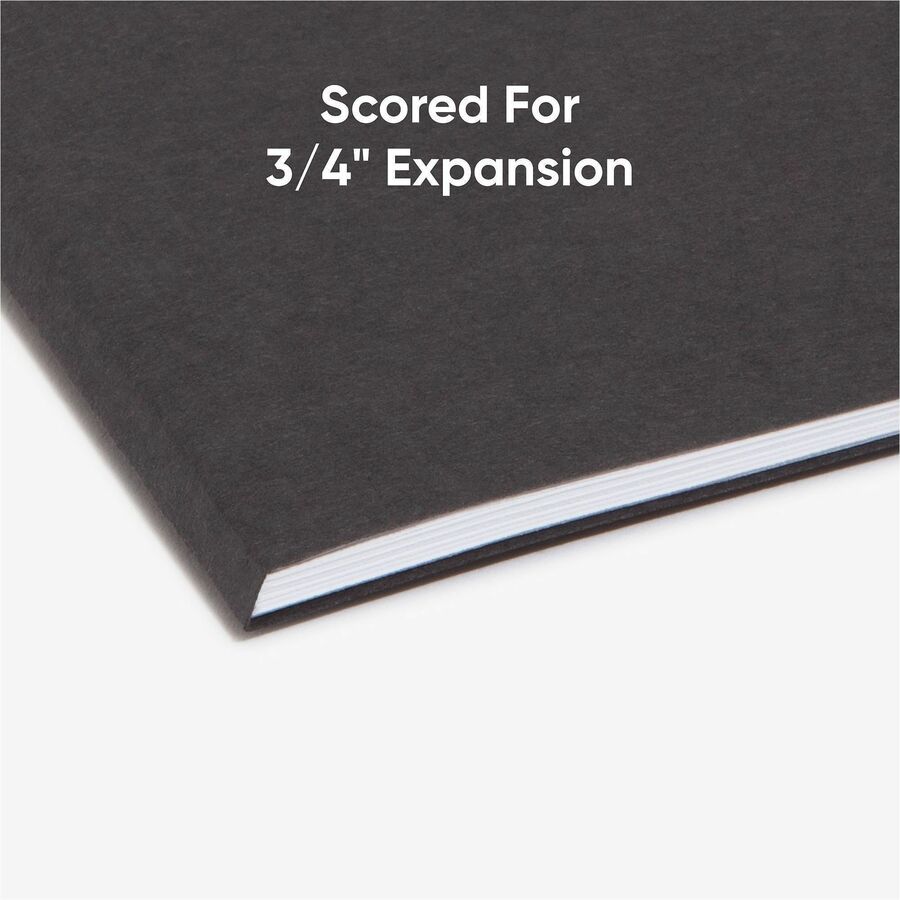 Interior File Folders, 1/3-Cut Tabs: Assorted, Letter Size, 0.75" Expansion, Black/Gray, 100/Box