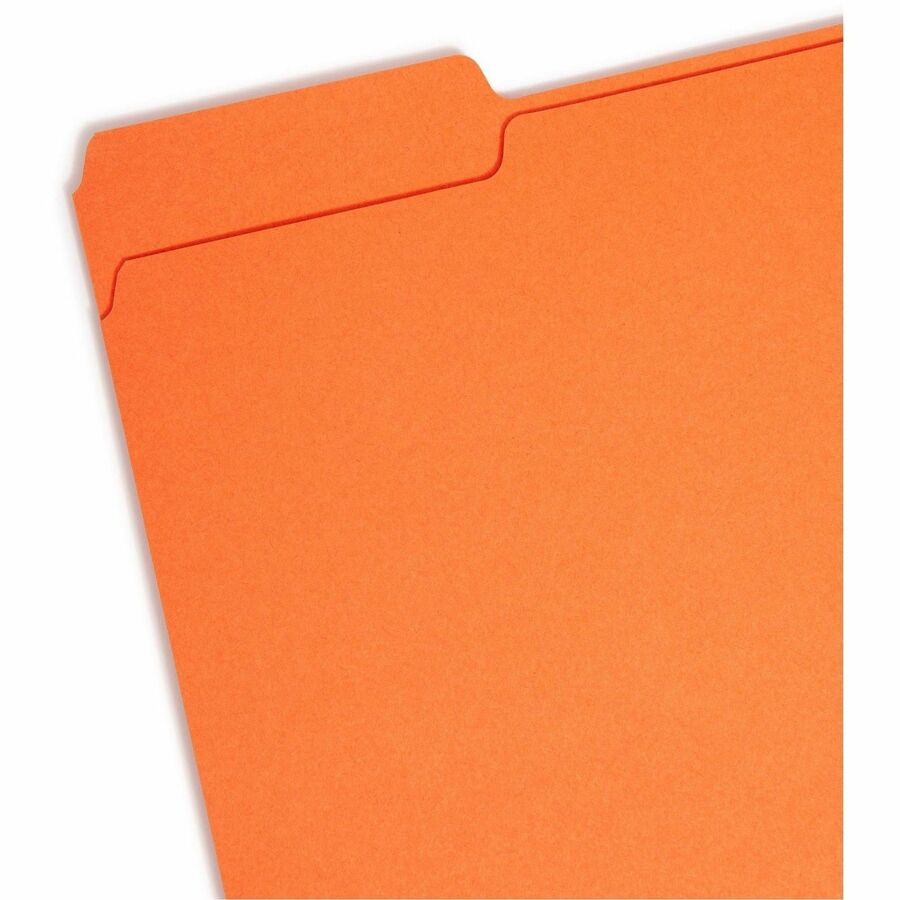 Interior File Folders, 1/3-Cut Tabs: Assorted, Letter Size, 0.75" Expansion, Orange, 100/Box