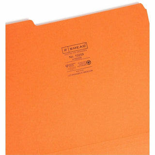 Interior File Folders, 1/3-Cut Tabs: Assorted, Letter Size, 0.75" Expansion, Orange, 100/Box