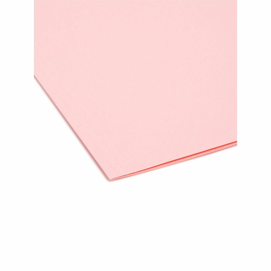 Interior File Folders, 1/3-Cut Tabs: Assorted, Letter Size, 0.75" Expansion, Pink, 100/Box
