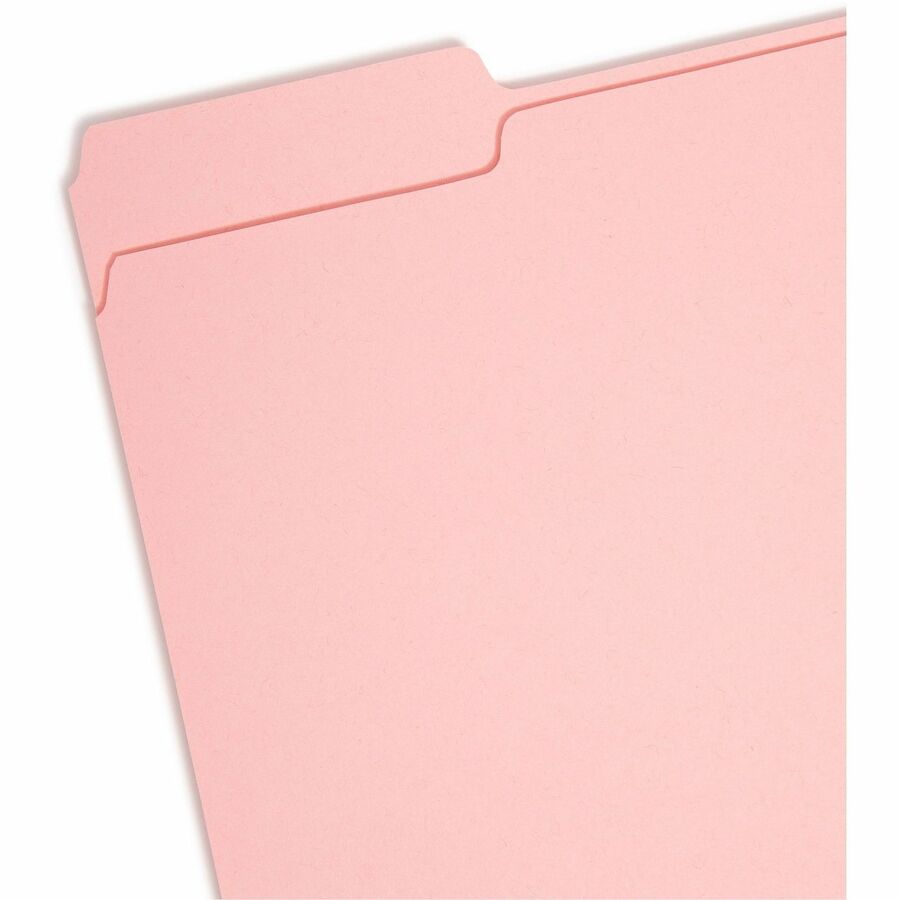 Interior File Folders, 1/3-Cut Tabs: Assorted, Letter Size, 0.75" Expansion, Pink, 100/Box