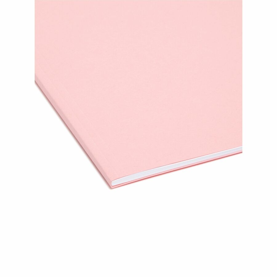Interior File Folders, 1/3-Cut Tabs: Assorted, Letter Size, 0.75" Expansion, Pink, 100/Box