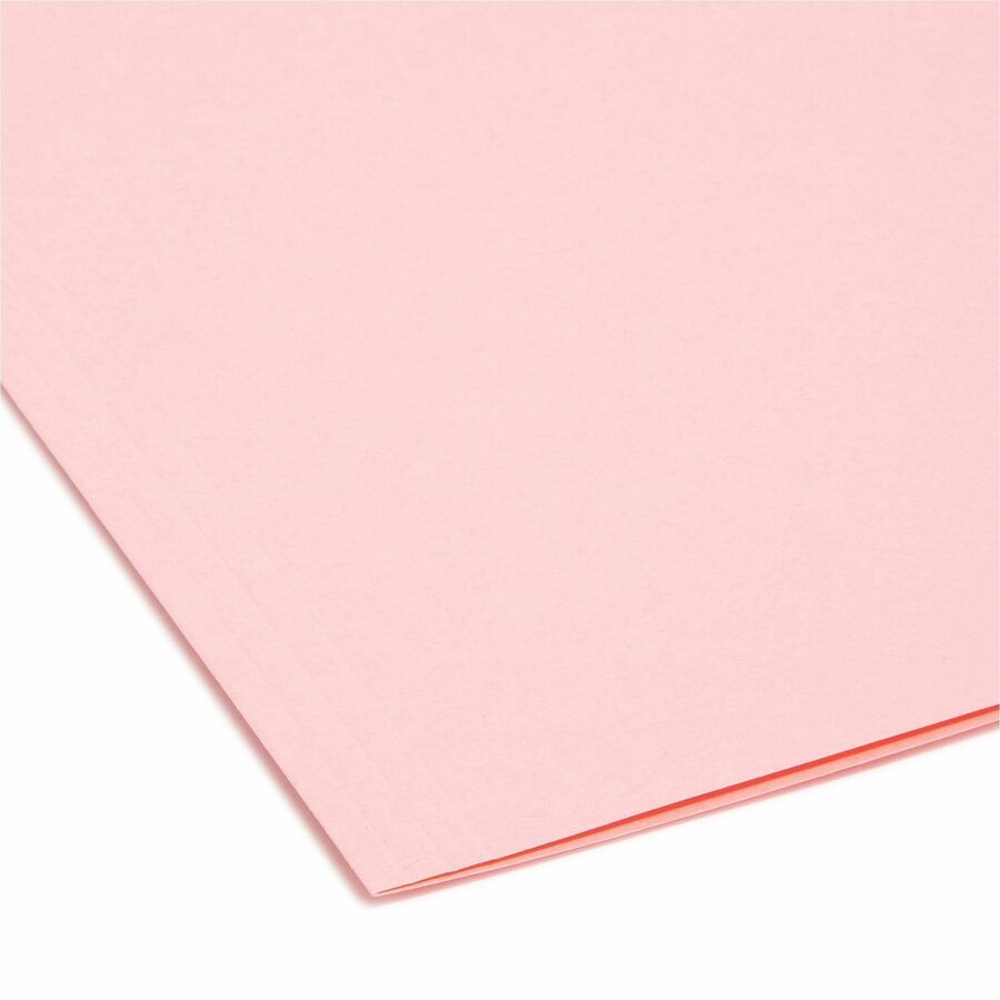 Interior File Folders, 1/3-Cut Tabs: Assorted, Letter Size, 0.75" Expansion, Pink, 100/Box