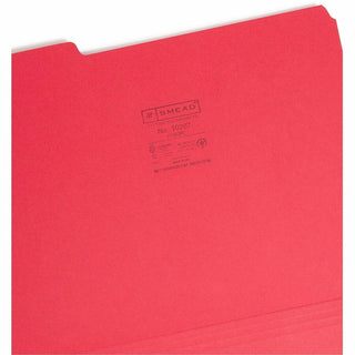 Interior File Folders, 1/3-Cut Tabs: Assorted, Letter Size, 0.75" Expansion, Red, 100/Box