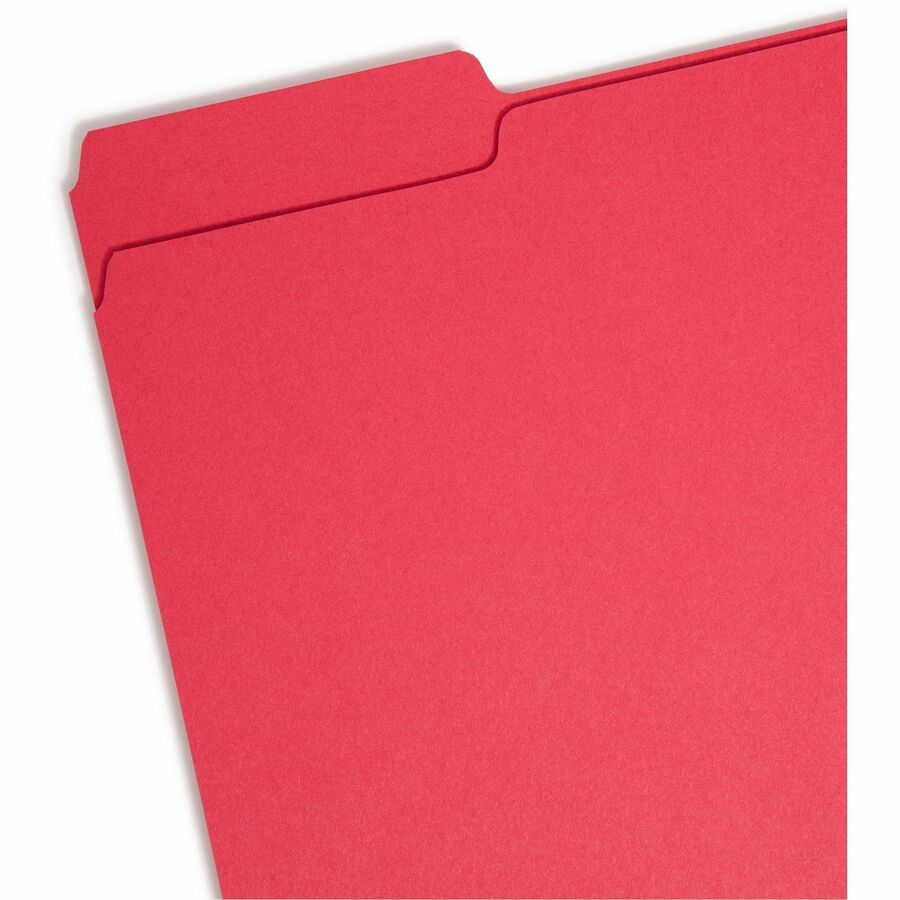 Interior File Folders, 1/3-Cut Tabs: Assorted, Letter Size, 0.75" Expansion, Red, 100/Box