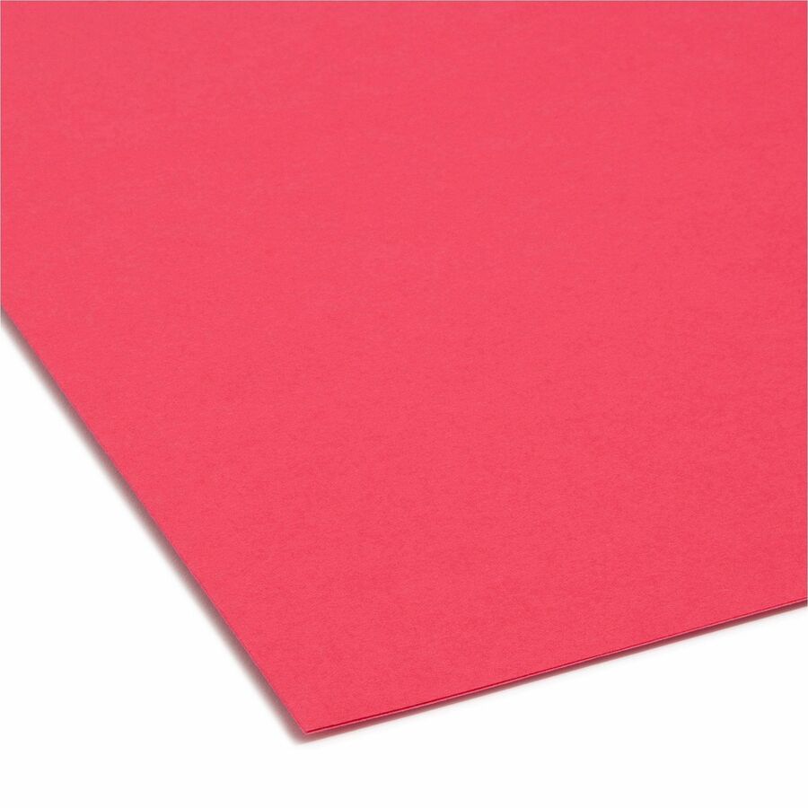 Interior File Folders, 1/3-Cut Tabs: Assorted, Letter Size, 0.75" Expansion, Red, 100/Box