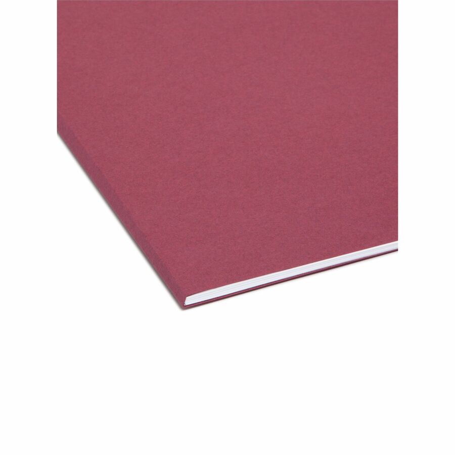 Interior File Folders, 1/3-Cut Tabs: Assorted, Letter Size, 0.75" Expansion, Maroon, 100/Box