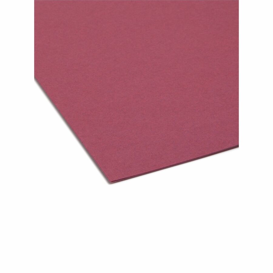 Interior File Folders, 1/3-Cut Tabs: Assorted, Letter Size, 0.75" Expansion, Maroon, 100/Box
