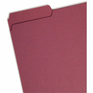 Interior File Folders, 1/3-Cut Tabs: Assorted, Letter Size, 0.75" Expansion, Maroon, 100/Box