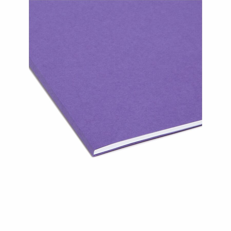 Interior File Folders, 1/3-Cut Tabs: Assorted, Letter Size, 0.75" Expansion, Purple, 100/Box
