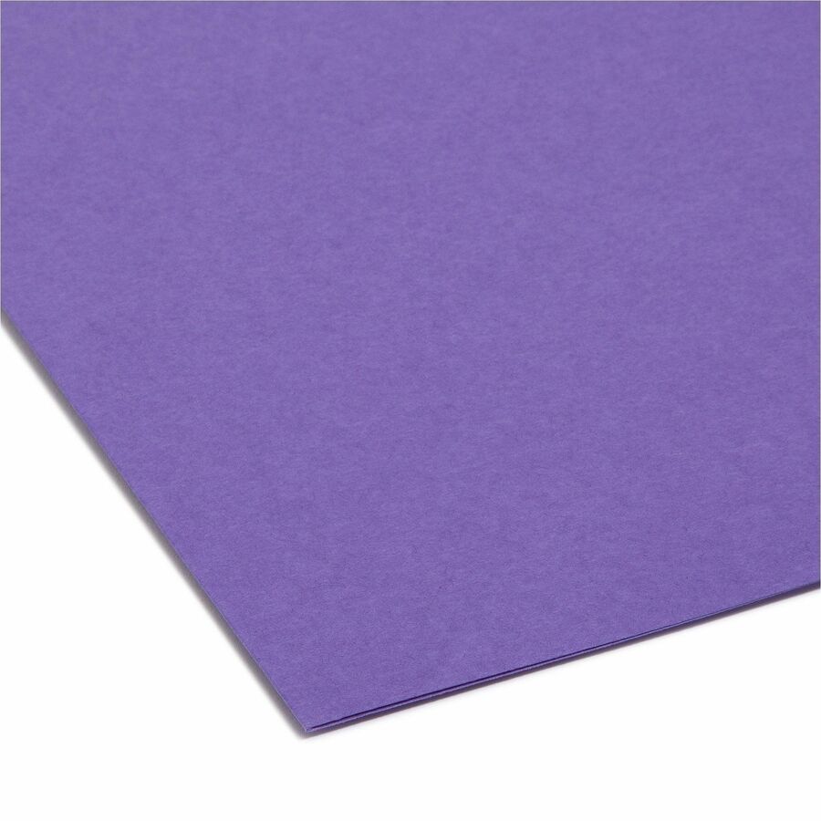 Interior File Folders, 1/3-Cut Tabs: Assorted, Letter Size, 0.75" Expansion, Purple, 100/Box