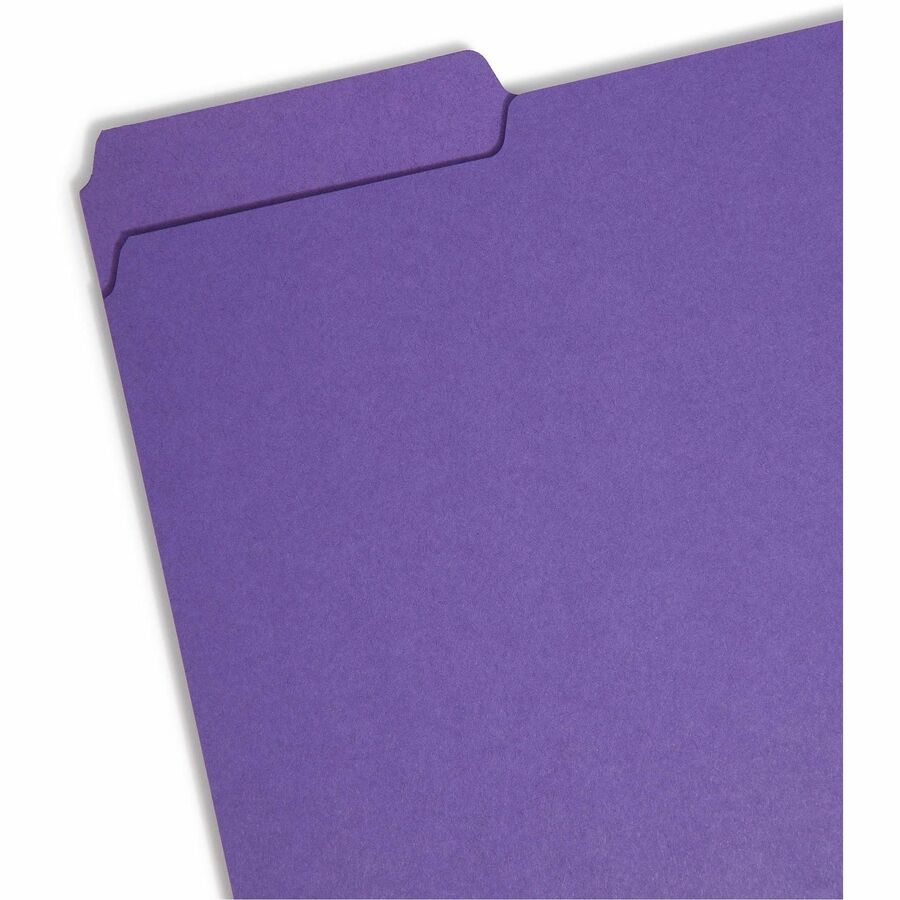 Interior File Folders, 1/3-Cut Tabs: Assorted, Letter Size, 0.75" Expansion, Purple, 100/Box