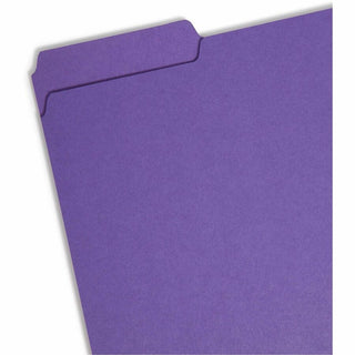 Interior File Folders, 1/3-Cut Tabs: Assorted, Letter Size, 0.75" Expansion, Purple, 100/Box