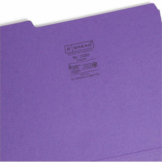 Interior File Folders, 1/3-Cut Tabs: Assorted, Letter Size, 0.75" Expansion, Purple, 100/Box
