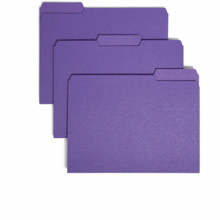 Interior File Folders, 1/3-Cut Tabs: Assorted, Letter Size, 0.75" Expansion, Purple, 100/Box