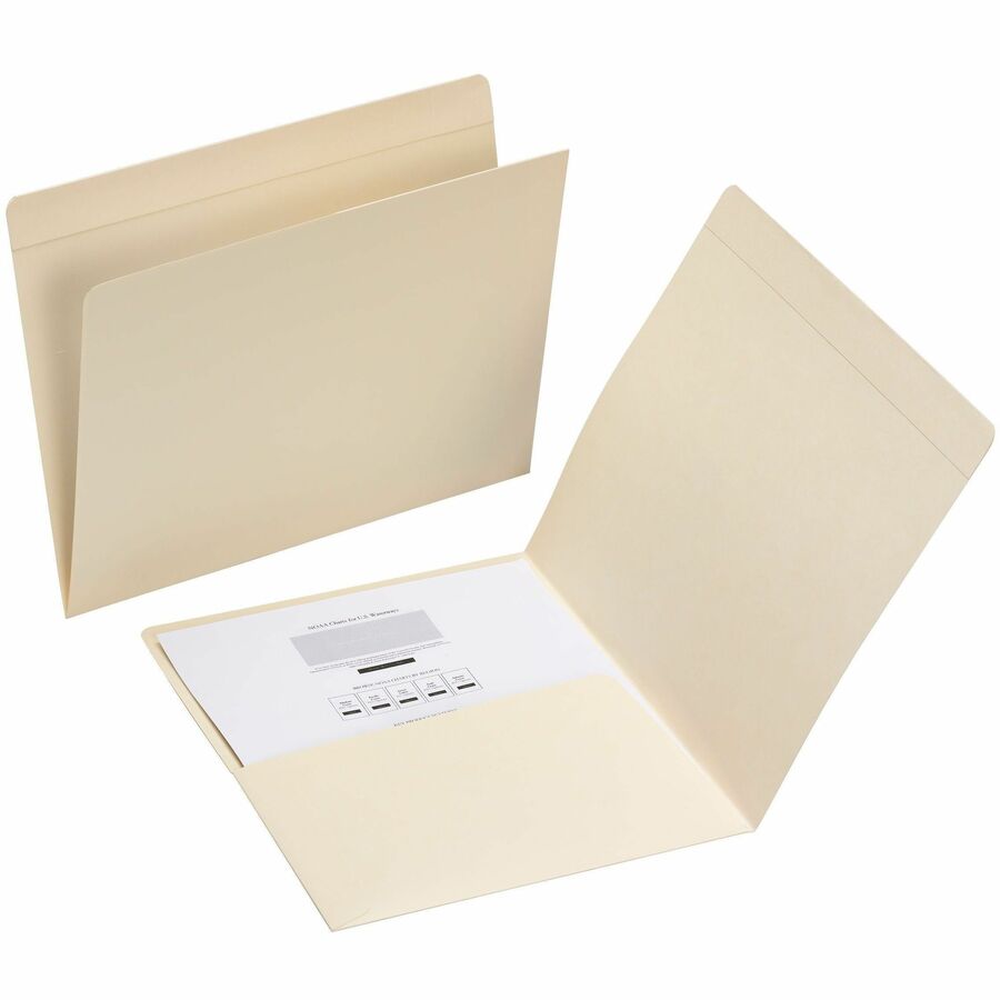 Top Tab File Folders with Inside Pocket, Straight Tabs, Letter Size, Manila, 50/Box