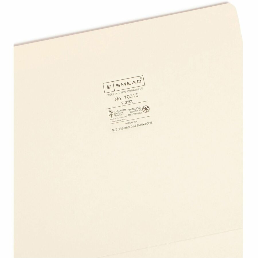 Top Tab File Folders with Inside Pocket, Straight Tabs, Letter Size, Manila, 50/Box
