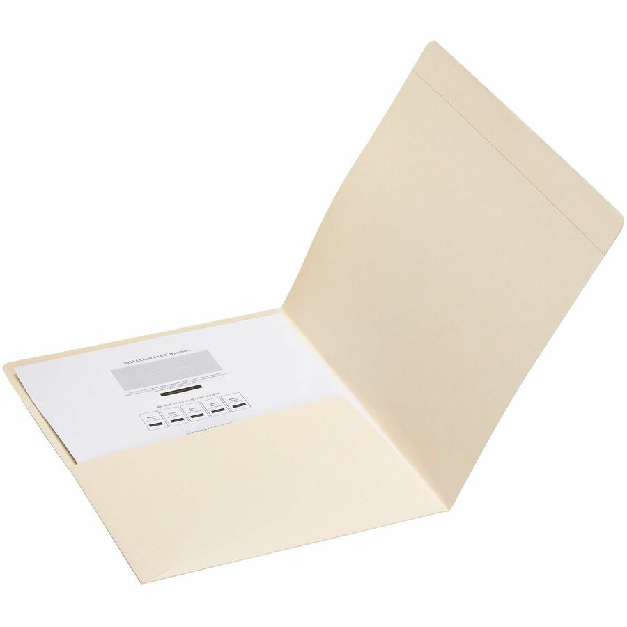 Top Tab File Folders with Inside Pocket, Straight Tabs, Letter Size, Manila, 50/Box