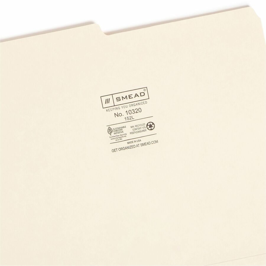 Manila File Folders, 1/2-Cut Tabs: Assorted, Letter Size, 0.75" Expansion, Manila, 100/Box