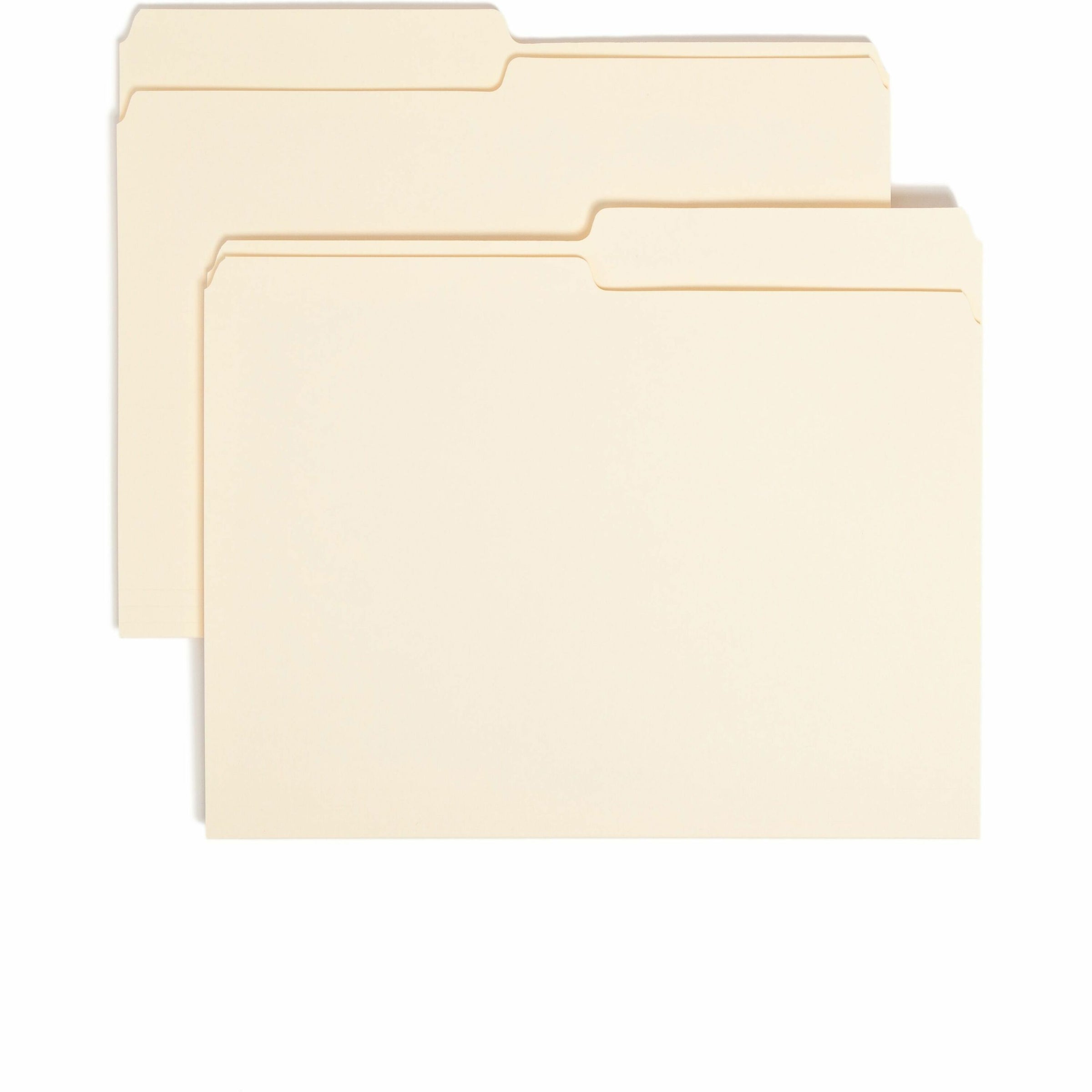 Manila File Folders, 1/2-Cut Tabs: Assorted, Letter Size, 0.75" Expansion, Manila, 100/Box