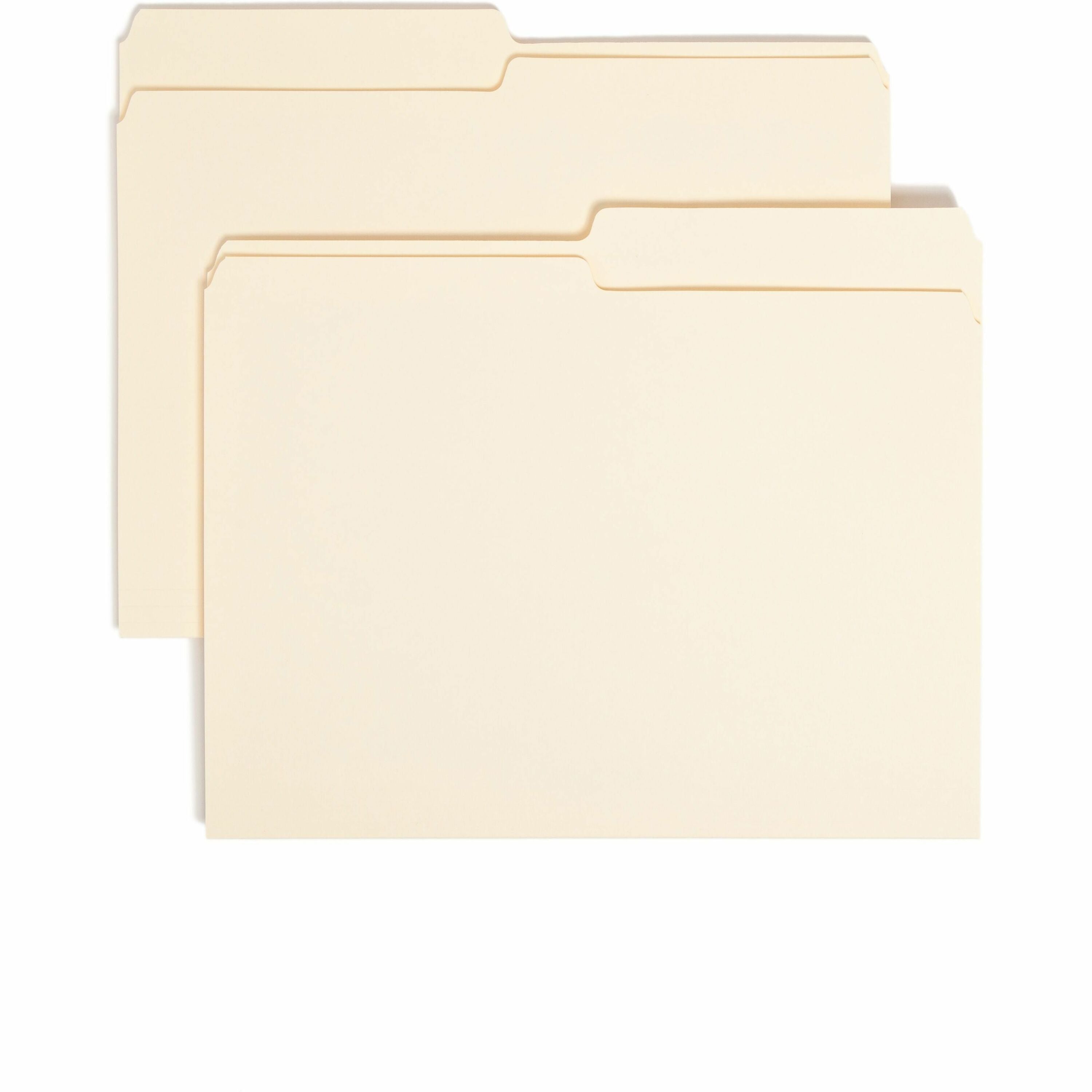 Manila File Folders, 1/2-Cut Tabs: Assorted, Letter Size, 0.75" Expansion, Manila, 100/Box