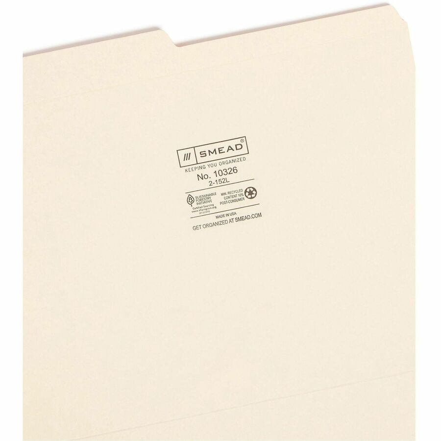 Reinforced Tab Manila File Folders, 1/2-Cut Tabs: Assorted, Letter Size, 0.75" Expansion, 11-pt Manila, 100/Box