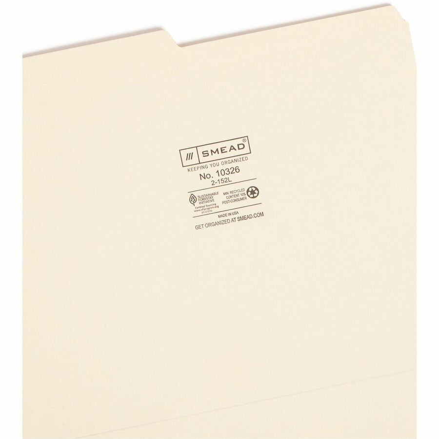Reinforced Tab Manila File Folders, 1/2-Cut Tabs: Assorted, Letter Size, 0.75" Expansion, 11-pt Manila, 100/Box