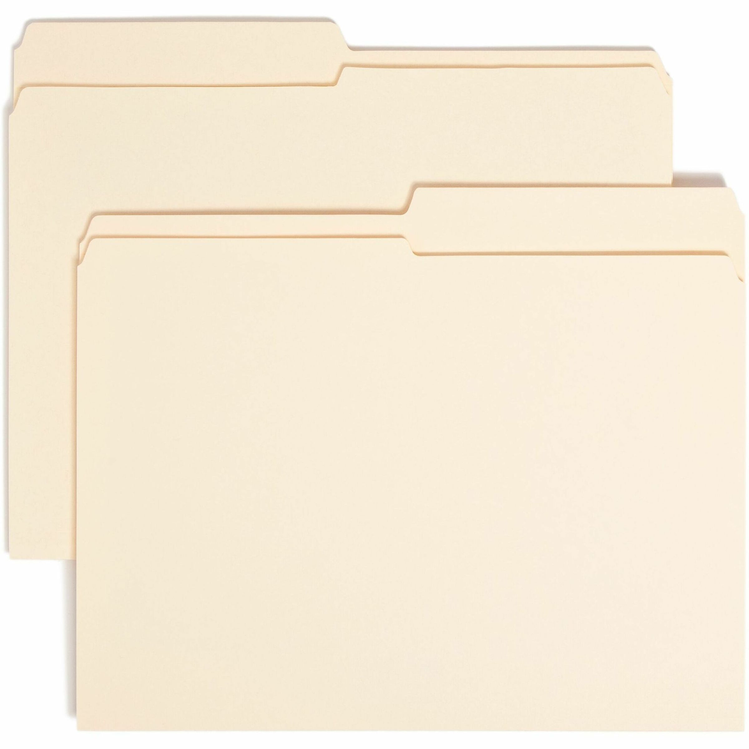 Reinforced Tab Manila File Folders, 1/2-Cut Tabs: Assorted, Letter Size, 0.75" Expansion, 11-pt Manila, 100/Box