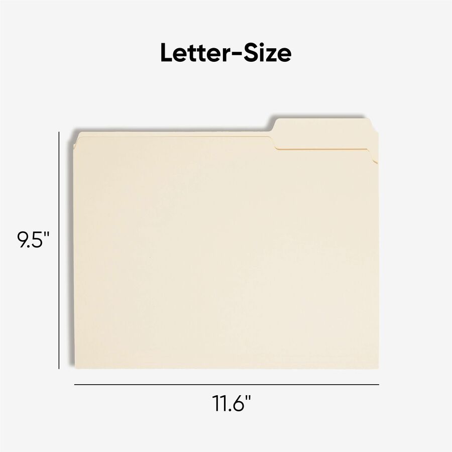 Manila File Folders, 1/3-Cut Tabs: Assorted, Letter Size, 0.75" Expansion, Manila, 100/Box