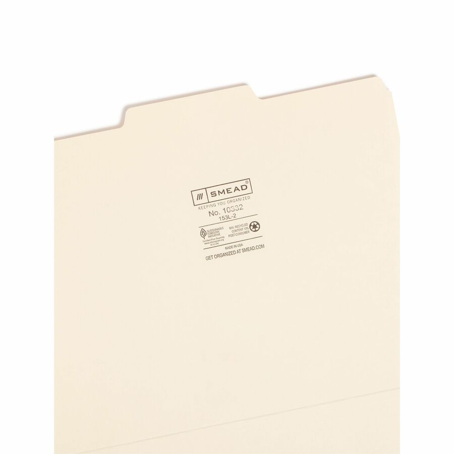 Manila File Folders, 1/3-Cut Tabs: Center Position, Letter Size, 0.75" Expansion, Manila, 100/Box