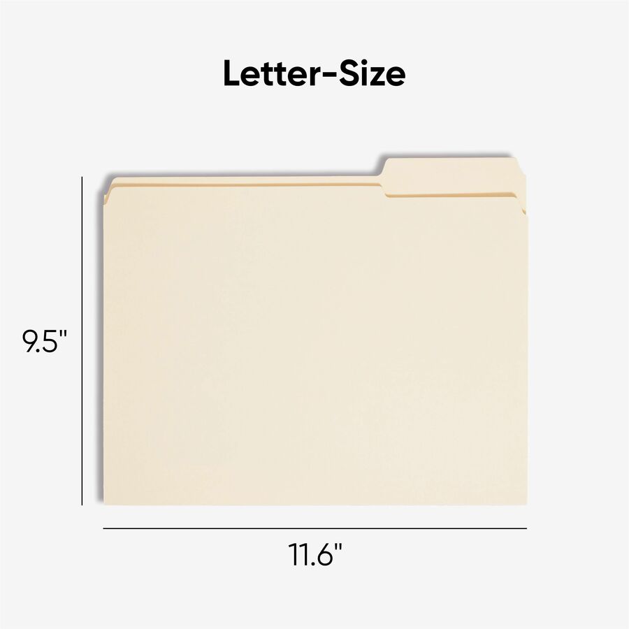 Reinforced Tab Manila File Folders, 1/3-Cut Tabs: Assorted, Letter Size, 0.75" Expansion, 11-pt Manila, 100/Box