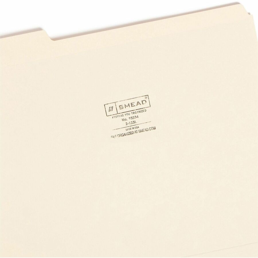Reinforced Tab Manila File Folders, 1/3-Cut Tabs: Assorted, Letter Size, 0.75" Expansion, 11-pt Manila, 100/Box