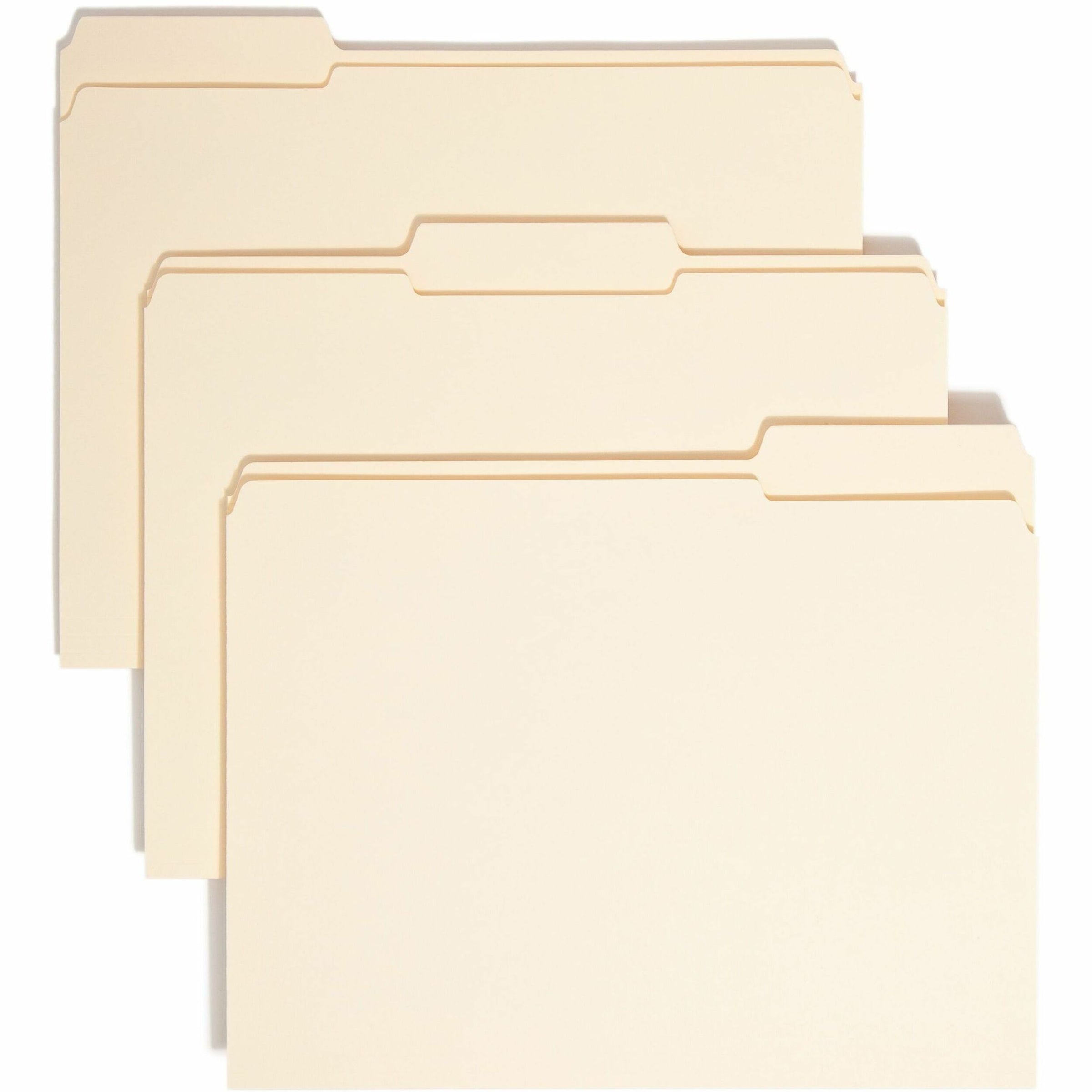 Reinforced Tab Manila File Folders, 1/3-Cut Tabs: Assorted, Letter Size, 0.75" Expansion, 11-pt Manila, 100/Box